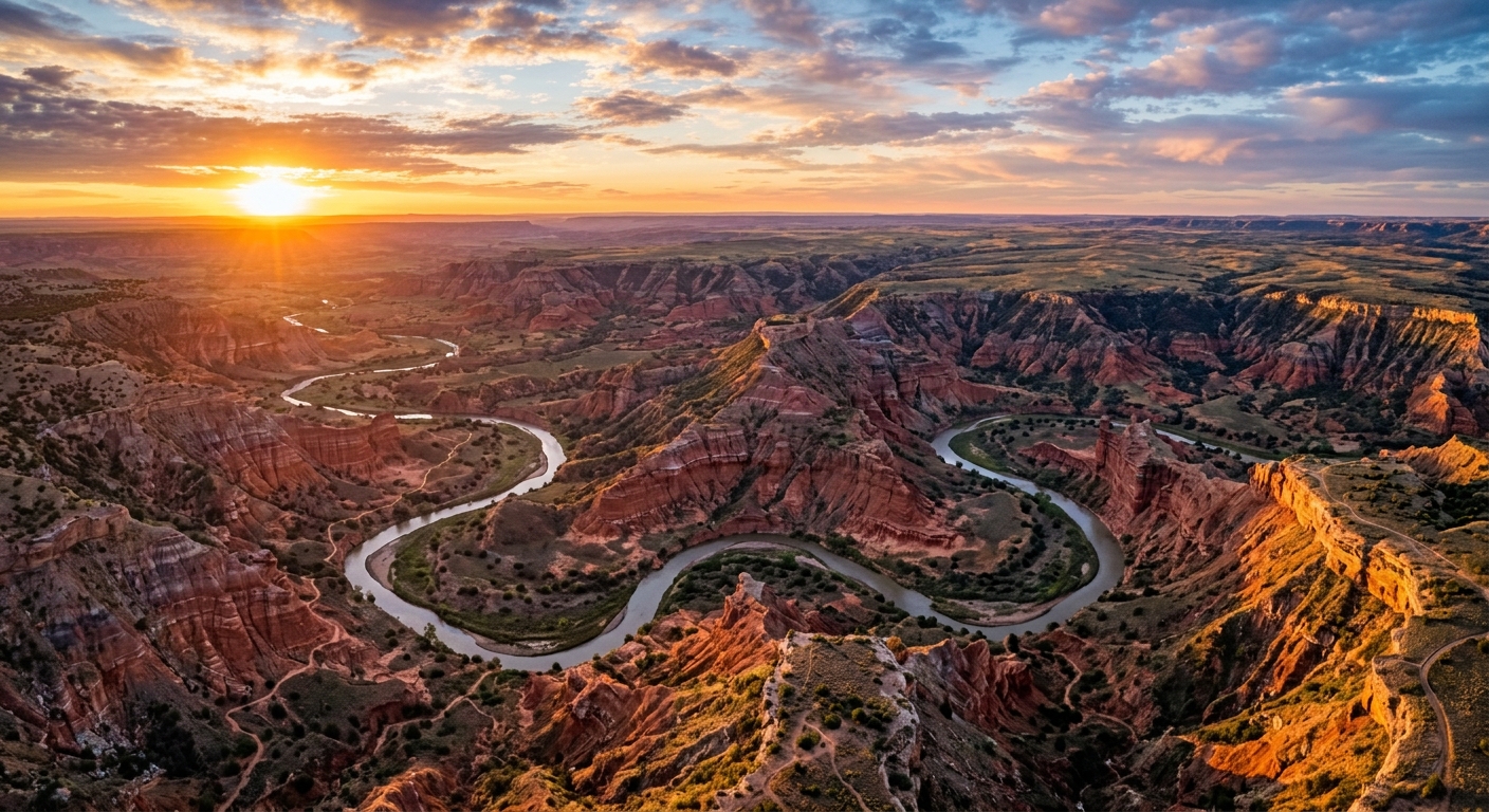 Aerial view of Palo Duro Canyon